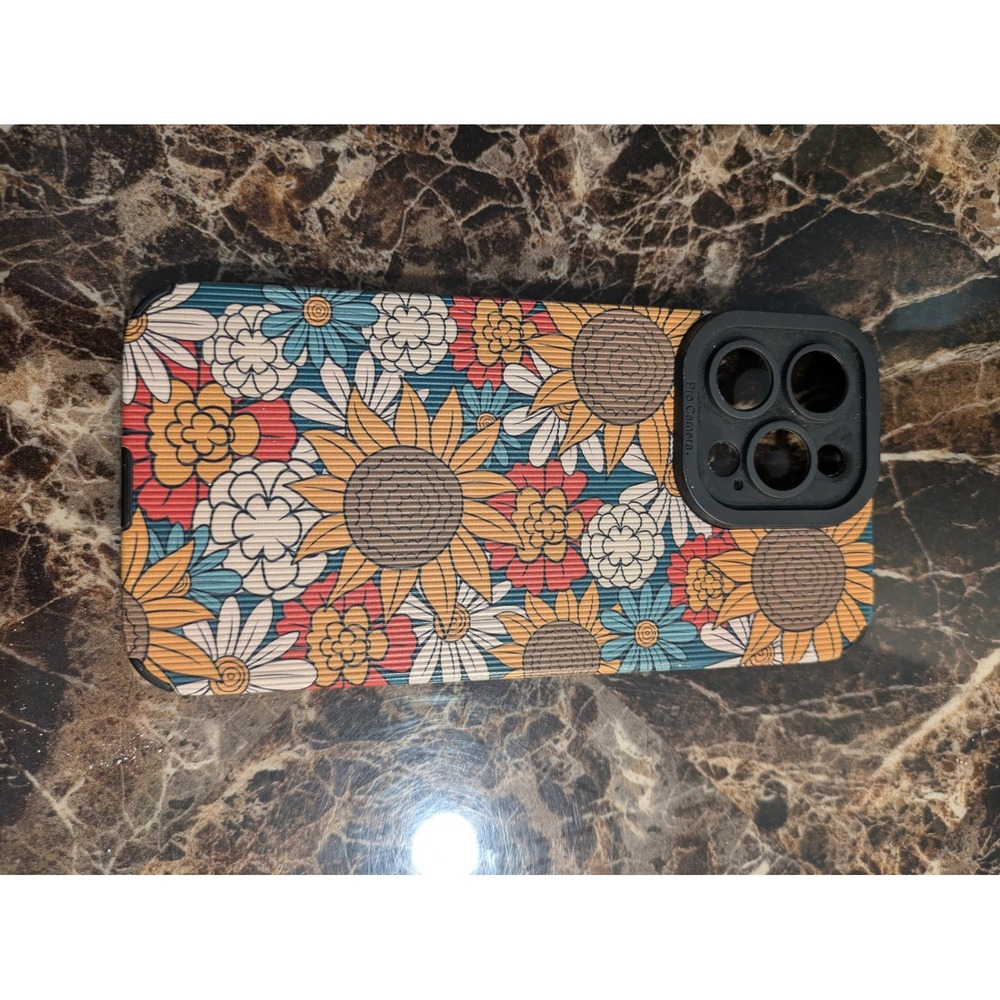 Floral Sunflower iPhone 14 Pro Max Case Retro 70s Daisy Pattern Protective Cover - Picture 2 of 5